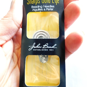 Sharps Gold Eye Beading Needles, 6 Needles, 1 Threader, Size 10 and 12, John Bead, Beading Needles, Long Needle, Beading Supplies