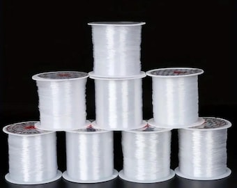 Elástico para abalorios, transparente, 0,8 mm o 0,031 mm, hilo elástico plano, 100 % nailon cristal, 10 m/393'', se estira bien y no se rompe.