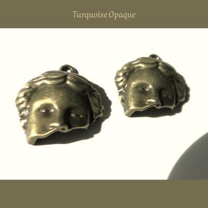 2 colgantes de media cara de Venus de Milo, acabado bronce, alta calidad, metal macizo, para la fabricación de joyas.