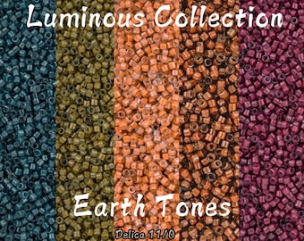 5 Vials of Delica Miyuki 11/0, Luminous Earth Tones Collection, Db 2042, Db 2044, Db 2046, Db 2050 et Db 2054, Apprx. 22g or 5.2g