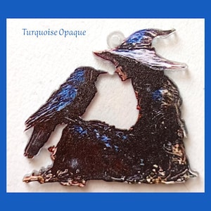 2 amuletos de bruja con cuervo, para hacer joyas, acrílico, realistas, 2 tamaños, detallados