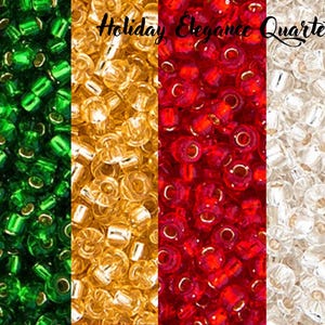 Miyuki 11/0, Holiday Elegance Quartet, Seed Beads, Silver Lined, Glass Beads, Size 11 and 8,