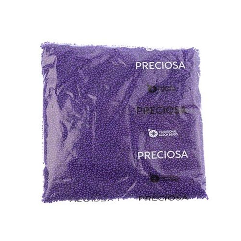 K&ouml;nnte beinhalten: Eine T&uuml;te mit lila Perlen, beschriftet mit "Preciosa Traditional Czech Beads".