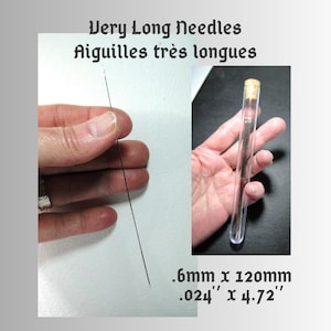 Extra Long Beading Needles, 10 Needles, Size 8, 0.6mm X 120mm, 0.024&#39;&#39; X 4.72&#39;&#39;, Beading Needles, Vial for Storage, Stainless Steel, Rigid