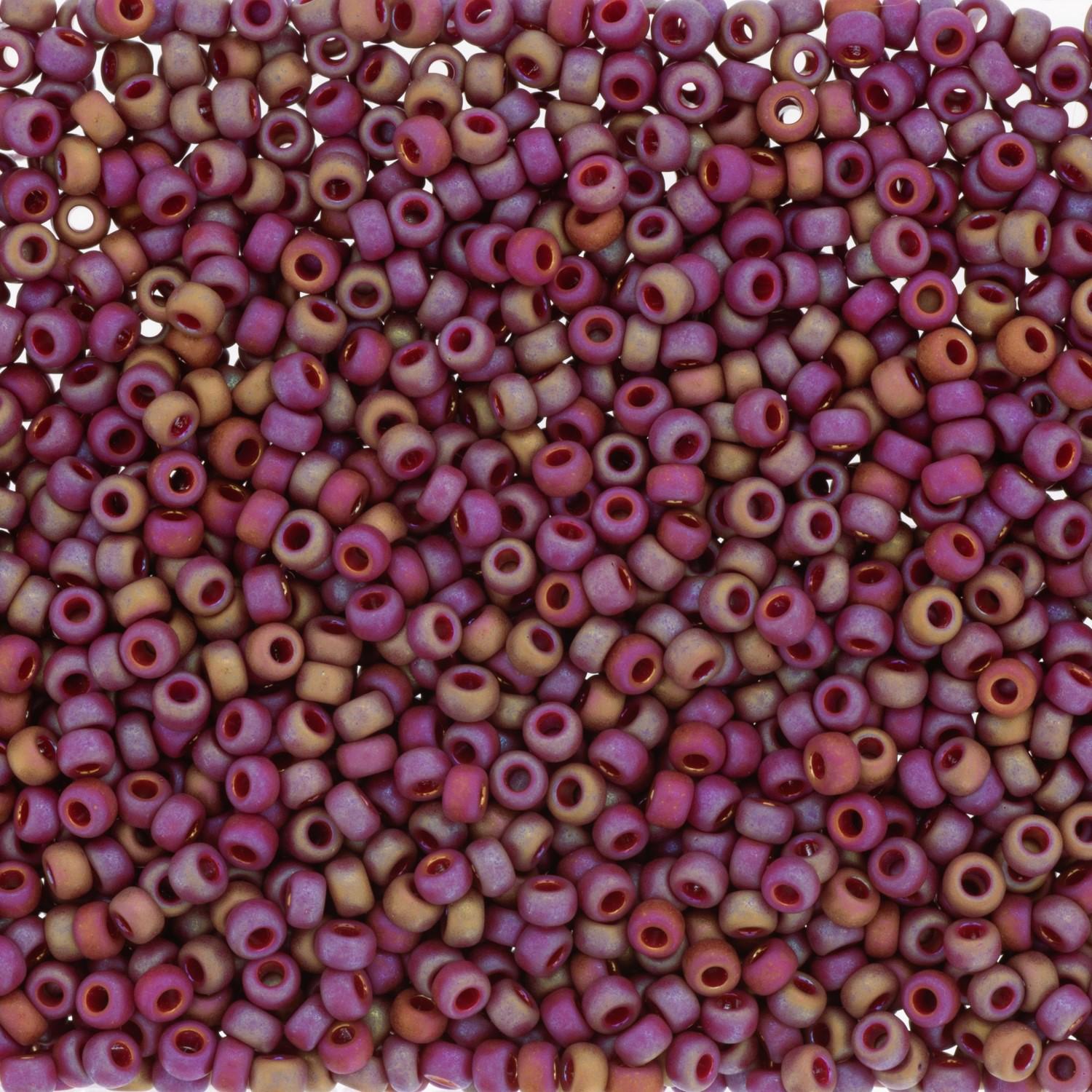 Miyuki 15/0, 15-4696, Seed Beads, Frosted Glazed Rainbow Pink