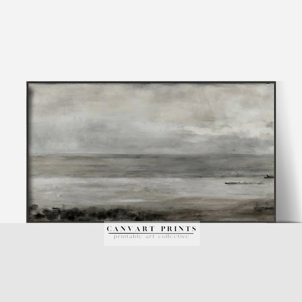 Samsung Frame Art TV Minimalist Coastal Landscape Painting | Muted Seascape Painting | CanvArt Prints | PRINTABLE Digital Download