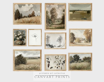 Moody Rustic Gallery Wall Art PRINTABLE Set of 10 Vintage Living Room ...