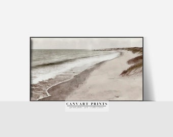 Samsung Frame Art TV Muted Beach Art Print | Ocean Coastal Painting | Entrway Wall Decor Art | Vintage Seascape Print | INSTANT PRINTABLE
