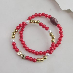 Super Bowl Quarterback | Red and Gold Beaded Bracelet Duo