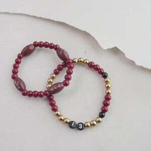 Super Bowl Quarterback | Red and Gold Beaded Bracelet Duo