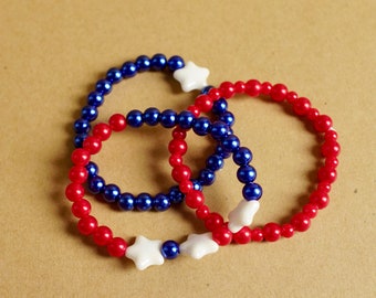 Star Spangled | Red White and Blue Kid's Beaded Bracelet (July 4th)