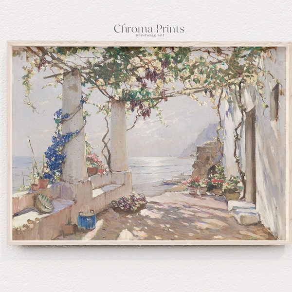 Capri vintage imprimé | Art mural européen imprimable | Tableau Italie Antique | Décoration murale esthétique européenne d'été | Téléchargement numérique