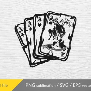 Cartas de jogar de cowboy svg, vida ocidental svg, cowboy svg, cavalo de rodeio svg