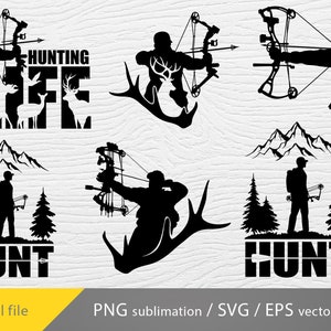 Bogen Jagd Bundle svg, Bogen Jagd png, Hirsch jagen svg, Bogen Jäger png Sublimation Bild 3