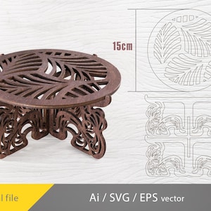 3D plant pot stands laser cut, potted plant stand, flower pot support laser cut, wooden plant risers, Glowforge File, vintage plant stand