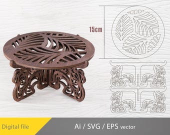 3D plant pot stands laser cut, potted plant stand, flower pot support laser cut, wooden plant risers, Glowforge File, vintage plant stand