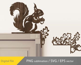 Squirrel Door Corner svg, Fall trim corner laser cut, oak acorns svg, autumn Door Corner, hedgehog door corner svg, glowforge file