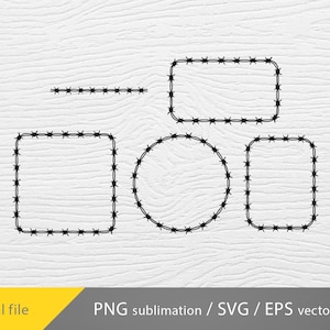 Puede incluir: Cuatro marcos de alambre de púas negro, incluyendo un cuadrado, un círculo, un rectángulo y una línea horizontal. Estos marcos son perfectos para agregar un toque rústico y atrevido a tus diseños.
