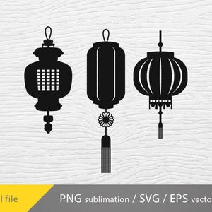 Pacchetto di lanterne cinesi svg, lanterna asiatica clipart svg