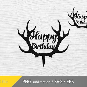Svg d'anniversaire de chasseur, svg de gâteau, svg de chasseur de cerfs communs, svg de décoration de gâteau