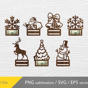 Christmas Money Svg bundle, Money Sing Christmas Decor, Christmas Money Gift Holder Svg, Santa money Svg, Christmas Laser cut