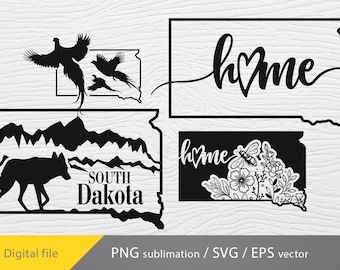 South Dakota State SVG, Cut File Cricut, South Dakota Silhouette, South Dakota home PNG, South Dakota travel