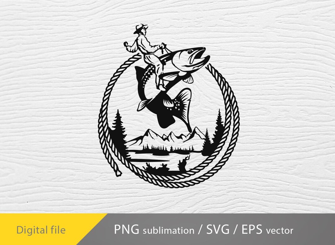 Cowboy Fishing, Fly Fishing Svg, Trout Fishing Svg, Mountain River ...