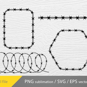 taggtråd svg bunt Cricut-fil, västerländsk design SVG, taggtrådsram svg