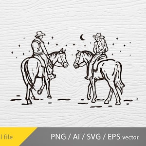 Cowboy and Cowgirl rides a horse svg, Cowgirl PNG, western design png sublimation, Cowboy png