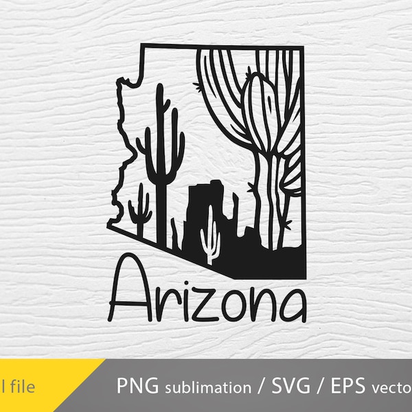 arizona svg, arizona cricut file, desert landscape, arizona cactus svg