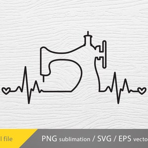 ミシン svg、ミシンのハートビート svg、クリカット ファイル、ミシンの下側 svg