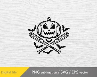 Baseball Halloween svg, Baseball pumpkin PNG, Softball Halloween sublimation