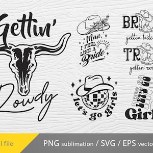 Cowgirl bruiloft bundel svg, bruid svg, stam svg, gettin hitched, gettin baldadig svg, cowgirl laarzen svg, land bruid, SVG PNG Cricut