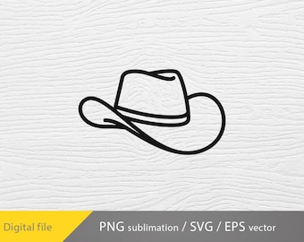 Archivo de corte SVG de sombrero de vaquero, SVG de vaquero, PNG de sombrero de vaquero, SVG de sombrero occidental, SVG de sombrero de vaquera, DXF y PNG de sombrero de vaquera, archivo Cricut