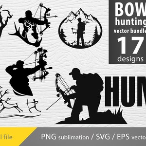 Bogen Jagd Bundle svg, Bogen Jagd png, Hirsch jagen svg, Bogen Jäger png Sublimation