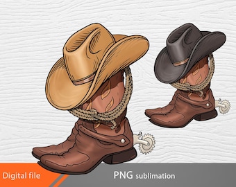 Cowboystiefel PNG, Cowboystiefel und Hut PNG, Westernstiefel PNG
