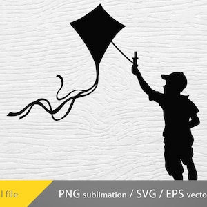 Drachen svg, Drachen Cricut-Datei, Junge fliegen einen Drachen svg, Silhouette, Drachen png, Junge fliegenden Drachen, Drachenfliegen svg