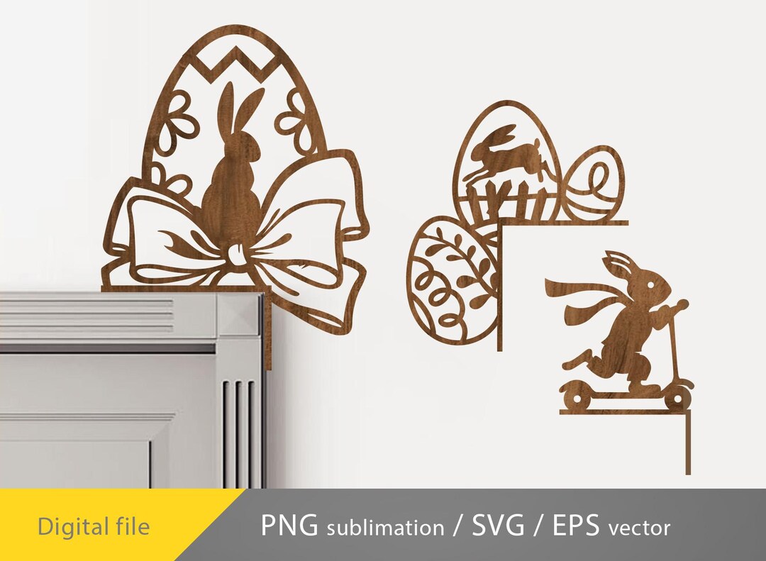 Happy Easter Door Corner Svg, Easter, Easter Eggs Svg, Laser Cut ...