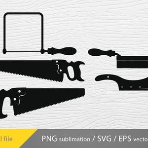 old hand saw silhouette laser cut, cricut file,  hand saw bundle