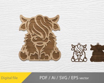 Christmas Highland Cow svg, Highland Cow eps, cricut file, country Christmas svg, Highland Cows svg, Glowforge cow, Ready lazer, laser cut