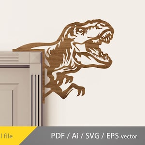 Dinosaurier T-Rex Türverkleidung Ecke Dinosaurier Türdekoration, Türecke, Türverkleidung, Kinderzimmer Dekoration, Dinosaurier Holz Laserschnitt