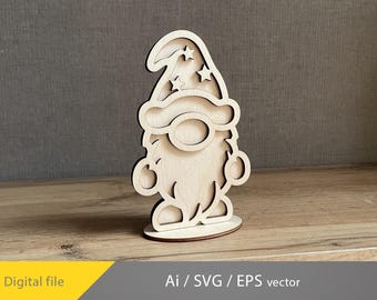 Christmas gnome svg, Laser Cut Gnome & Stand, Christmas svg, Christmas Decor SVG Ai Cut File Glowforge Laser Cut Plan