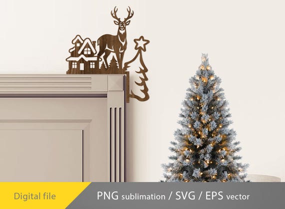 クリスマス ドア コーナー SVG バンドル、クリスマス SVG、レーザー