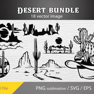 Cactus SVG, Desert bundle svg, desert landscape SVG, Cricut, Desert Silhouette, Desert Cactus Mountain, Desert Landscape Vector
