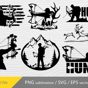 Bogen Jagd Bundle svg, Bogen Jagd png, Hirsch jagen svg, Bogen Jäger png Sublimation Bild 2