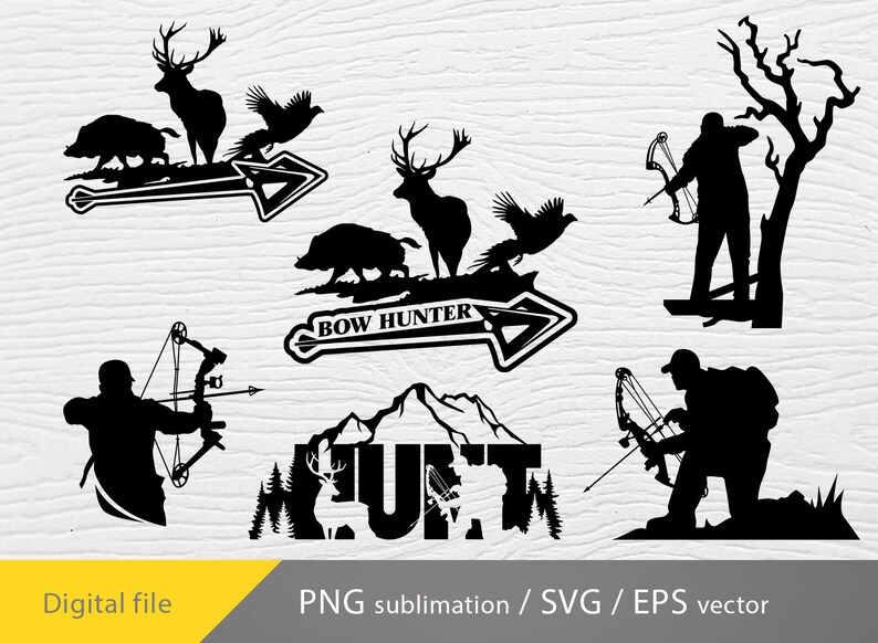Bogen Jagd Bundle svg, Bogen Jagd png, Hirsch jagen svg, Bogen Jäger png Sublimation Bild 4