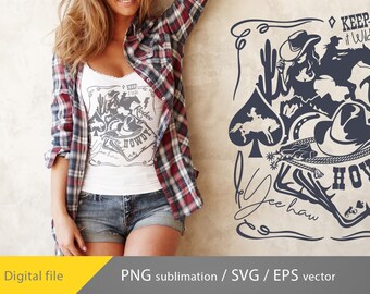 Howdy Png, Western Collage Png, Design Ocidental para Sublimação, Design de Sublimação Cowgirl, Yee Haw, Chapéu Cowgirl svg, Rodeio, western retro