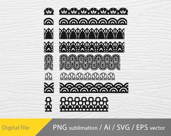 SVG de borde, paquete de bordes de encaje, patrón de encaje, vector de encaje