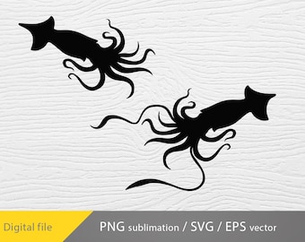 squid vector Laser cut file, files for wood laser cutting, squid svg, squid png