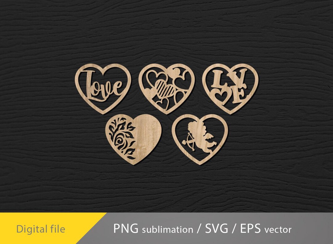 Hearts Valentines SVG, Heart Laser Cut Svg, Love Heart SVG, Valentines ...